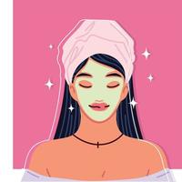 woman with skincare mask vector