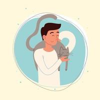 happy man with a cat vector