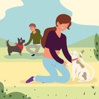 people with pets vector