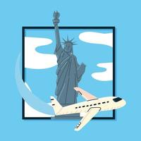 statue of liberty NY airplane vector