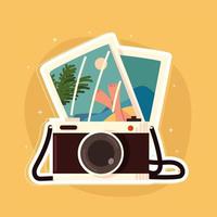 camera with vacations pictures vector