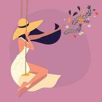 woman in a swing vector