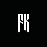 monograma del logotipo de fk con estilo emblema aislado sobre fondo negro vector