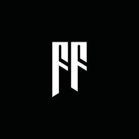 monograma del logotipo de ff con estilo emblema aislado sobre fondo negro vector