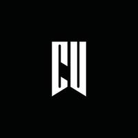 CU logo monogram with emblem style isolated on black background vector