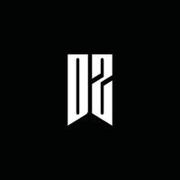 DZ logo monogram with emblem style isolated on black background vector