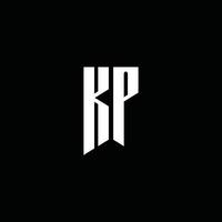 Monograma del logotipo de kp con estilo emblema aislado sobre fondo negro vector