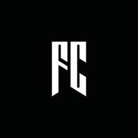 monograma del logotipo de fc con estilo emblema aislado sobre fondo negro vector