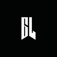monograma del logotipo gl con estilo emblema aislado sobre fondo negro vector