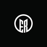 ER monogram logo isolated with a rotating circle vector