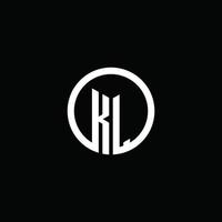 KL monogram logo isolated with a rotating circle vector