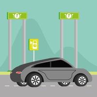 electric car and signpost vector