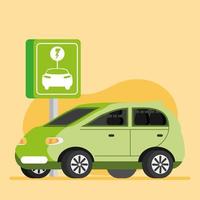 green electric vehicle vector