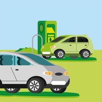 electric cars charging vector