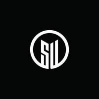 SU monogram logo isolated with a rotating circle vector