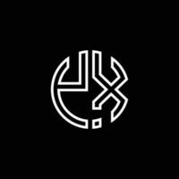 YX monogram logo circle ribbon style outline design template vector