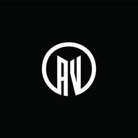 AV monogram logo isolated with a rotating circle vector
