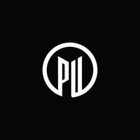 PU monogram logo isolated with a rotating circle vector