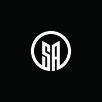 SA monogram logo isolated with a rotating circle vector