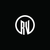 RV monogram logo isolated with a rotating circle vector