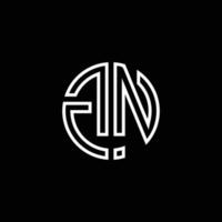GN monogram logo circle ribbon style outline design template vector