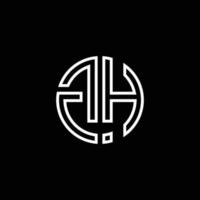 GH monogram logo circle ribbon style outline design template vector