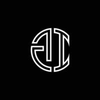 plantilla de diseño de esquema de estilo de cinta de círculo de logotipo de monograma gi vector