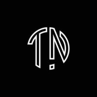 TN monogram logo circle ribbon style outline design template vector