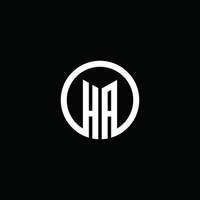 HA monogram logo isolated with a rotating circle vector