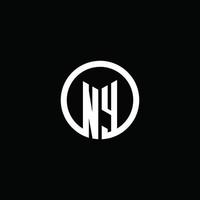 NY monogram logo isolated with a rotating circle vector