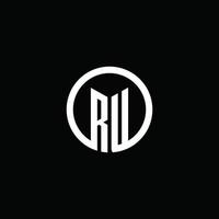 RU monogram logo isolated with a rotating circle vector