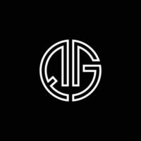 QG monogram logo circle ribbon style outline design template vector