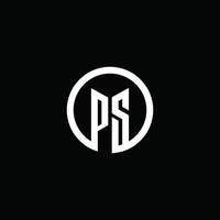 PS monogram logo isolated with a rotating circle vector