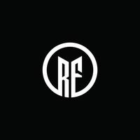 Logotipo de monograma rf aislado con un círculo giratorio vector