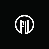 FU monogram logo isolated with a rotating circle vector