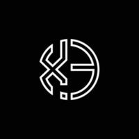 XE monogram logo circle ribbon style outline design template vector