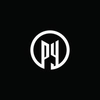 logotipo de monograma py aislado con un círculo giratorio vector