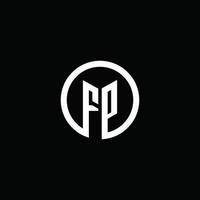 logotipo de monograma fp aislado con un círculo giratorio vector