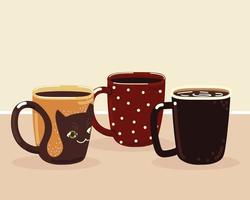 set of coffee cups vector