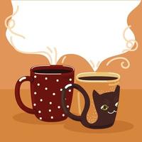 hot fresh coffee cups vector