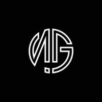 NG monogram logo circle ribbon style outline design template vector