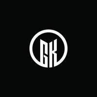 GK monogram logo isolated with a rotating circle vector