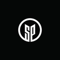 SP monogram logo isolated with a rotating circle vector