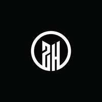 logotipo de monograma zh aislado con un círculo giratorio vector