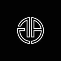 GA monogram logo circle ribbon style outline design template vector