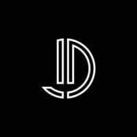 LD monogram logo circle ribbon style outline design template vector