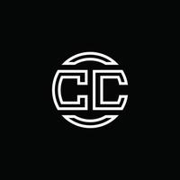 CC logo monogram with negative space circle rounded design template vector