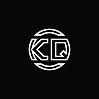 KQ logo monogram with negative space circle rounded design template vector