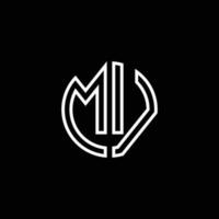 MV monogram logo circle ribbon style outline design template vector