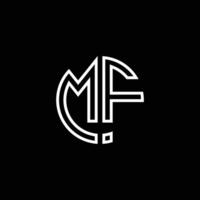 MF monogram logo circle ribbon style outline design template vector